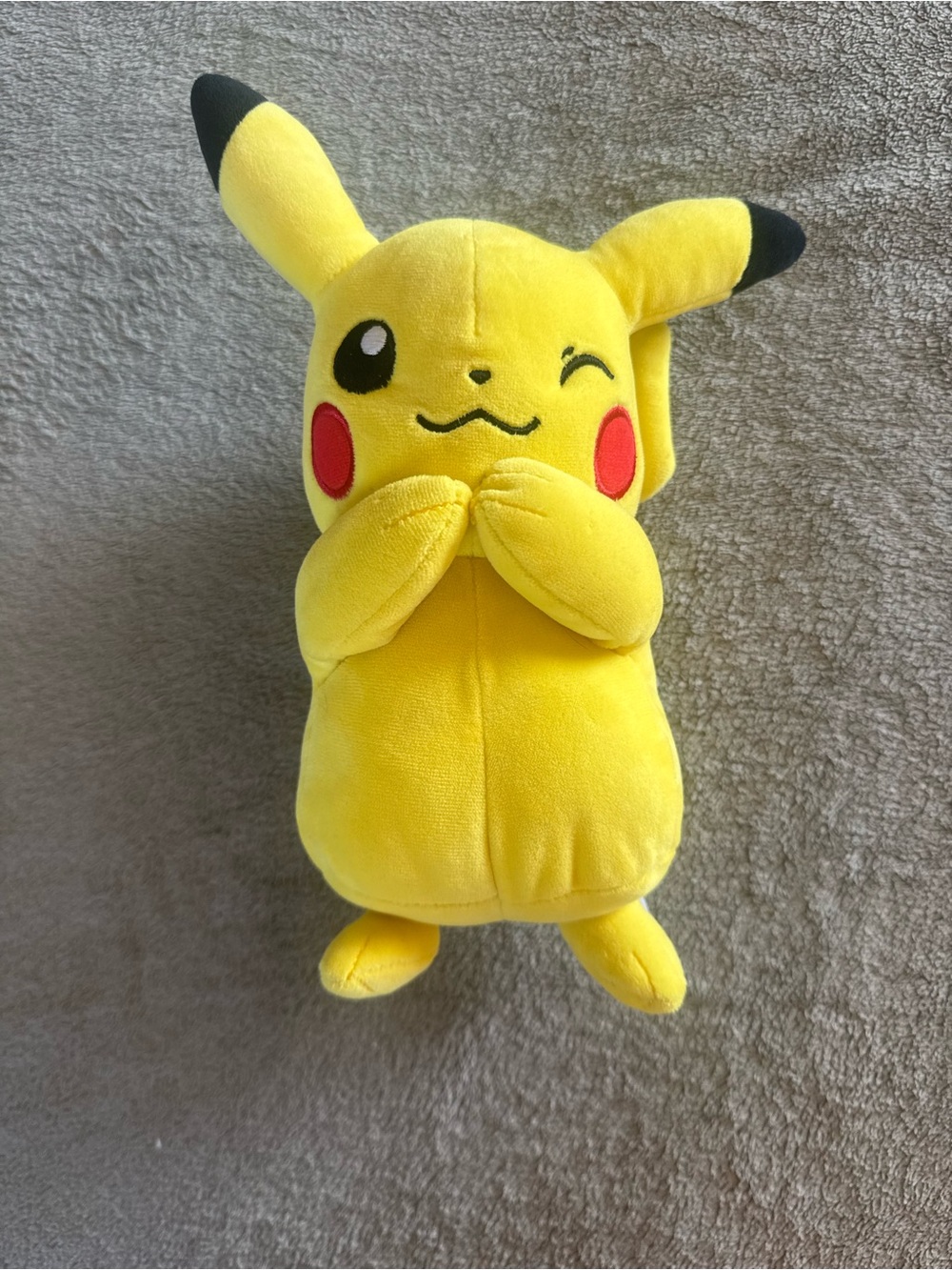 Pokemon Yellow Pikachu Plush with Red Cheeks and Black Ear Tips